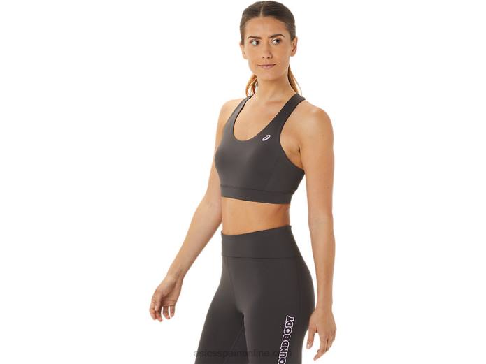 sujetador con tiras cruzadas en la espalda para mujer Asics 4L682956 gris obsidiana