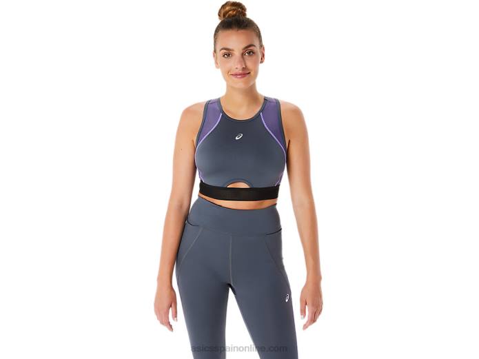 sujetador deportivo con paneles de malla para mujer Asics 4L682289 portador gris