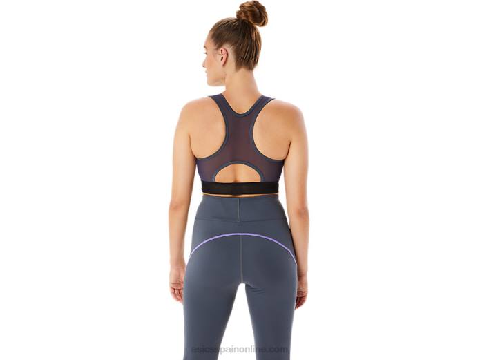 sujetador deportivo con paneles de malla para mujer Asics 4L682289 portador gris