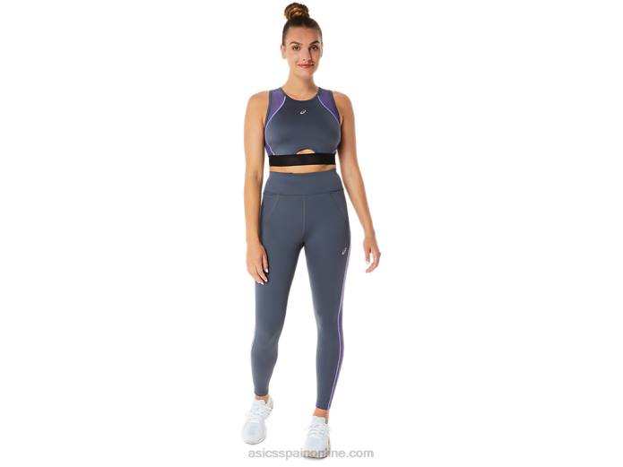 sujetador deportivo con paneles de malla para mujer Asics 4L682289 portador gris