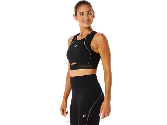 sujetador deportivo con paneles de malla para mujer Asics 4L682303 rendimiento negro