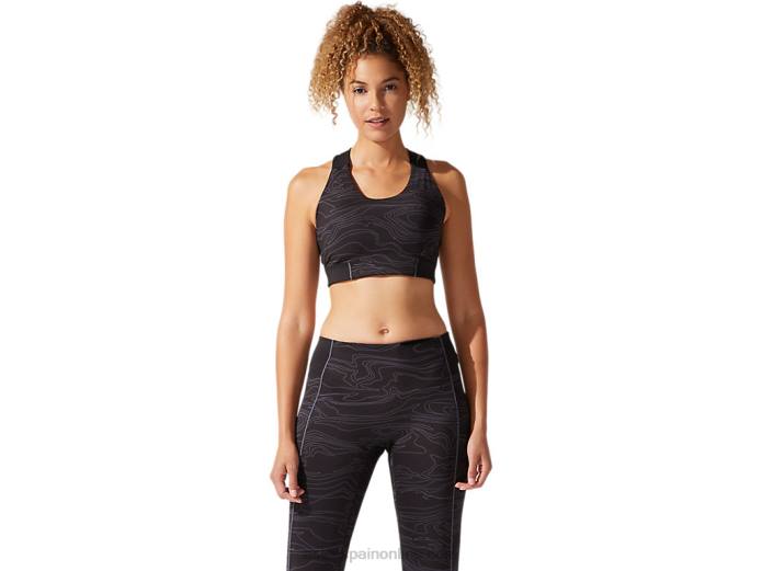 sujetador gráfico con ribetes para mujer Asics 4L684022 negro rendimiento/gris portador