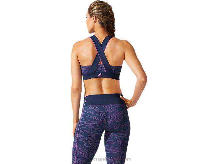 sujetador gráfico con ribetes para mujer Asics 4L684055 azul francés/uva digital