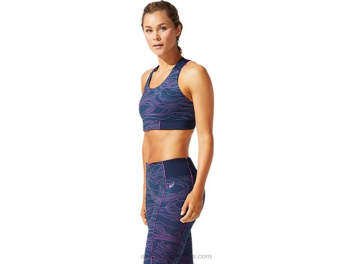 sujetador gráfico con ribetes para mujer Asics 4L684055 azul francés/uva digital