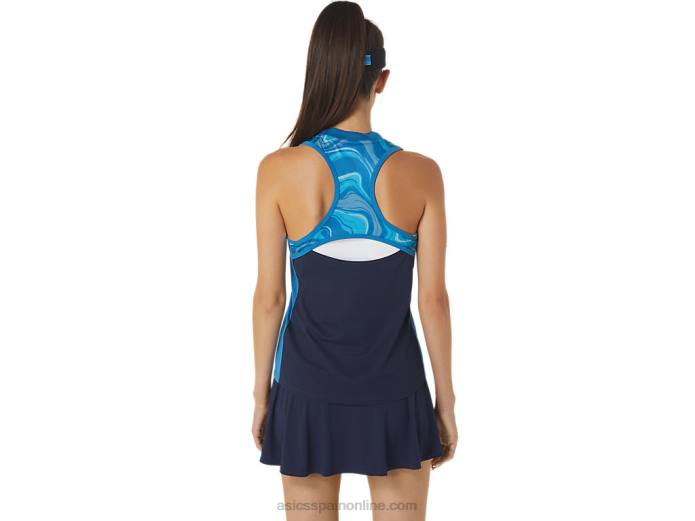 Camiseta sin mangas con gráfico Match para mujer Asics 4L682556 azul renacido