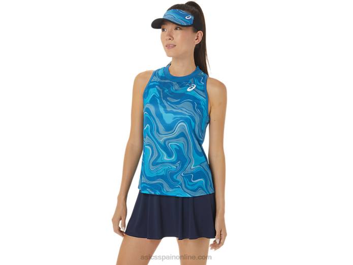 Camiseta sin mangas con gráfico Match para mujer Asics 4L682556 azul renacido
