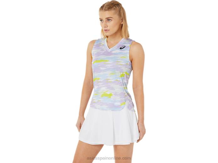 Camiseta sin mangas con gráfico Match para mujer Asics 4L683494 murasaki