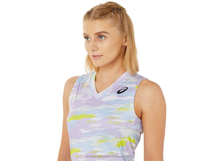 Camiseta sin mangas con gráfico Match para mujer Asics 4L683494 murasaki