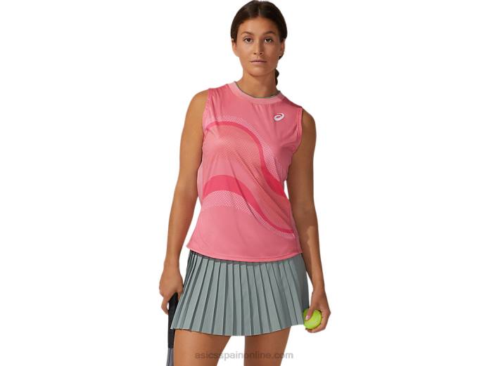 Camiseta sin mangas con gráfico Match para mujer Asics 4L683933 pétalo de durazno