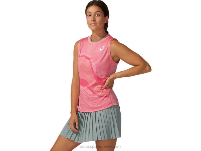 Camiseta sin mangas con gráfico Match para mujer Asics 4L683933 pétalo de durazno