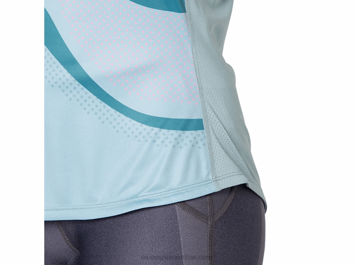 Camiseta sin mangas con gráfico Match para mujer Asics 4L684045 humo azul