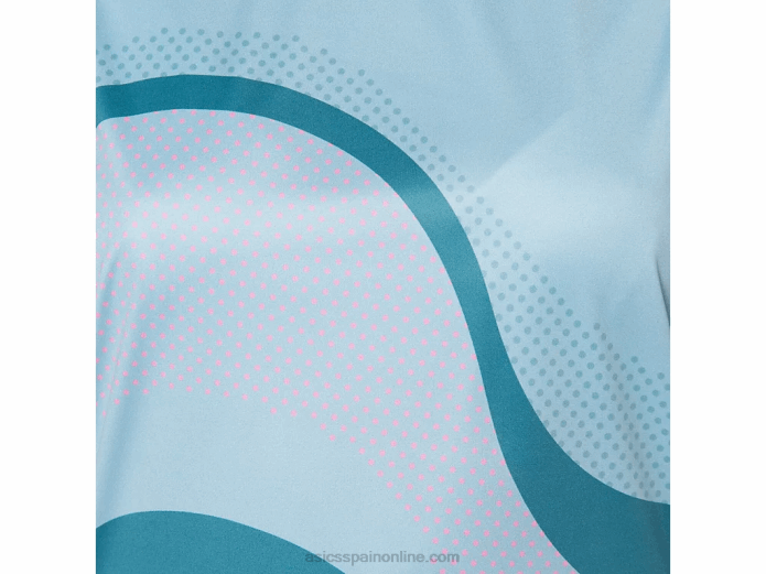 Camiseta sin mangas con gráfico Match para mujer Asics 4L684045 humo azul