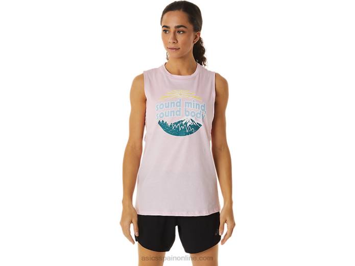 Camiseta sin mangas de montaña para mujer. Asics 4L682833 sal rosa