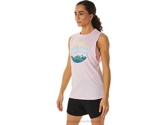 Camiseta sin mangas de montaña para mujer. Asics 4L682833 sal rosa