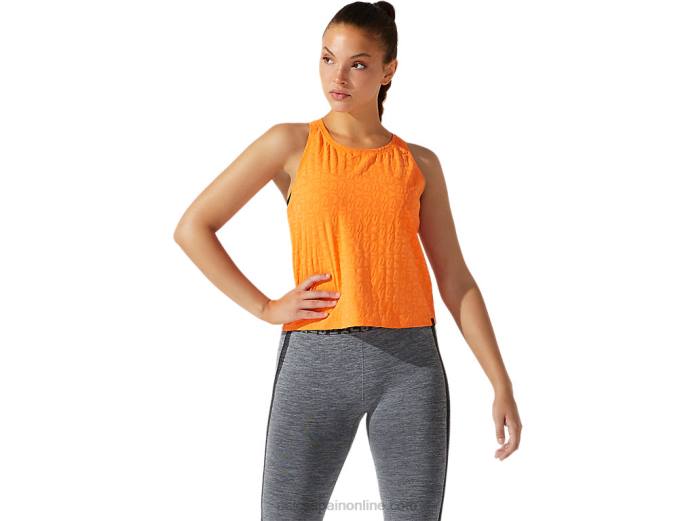 camiseta corta de mujer en jacquard con logo Asics 4L683942 durazno sol