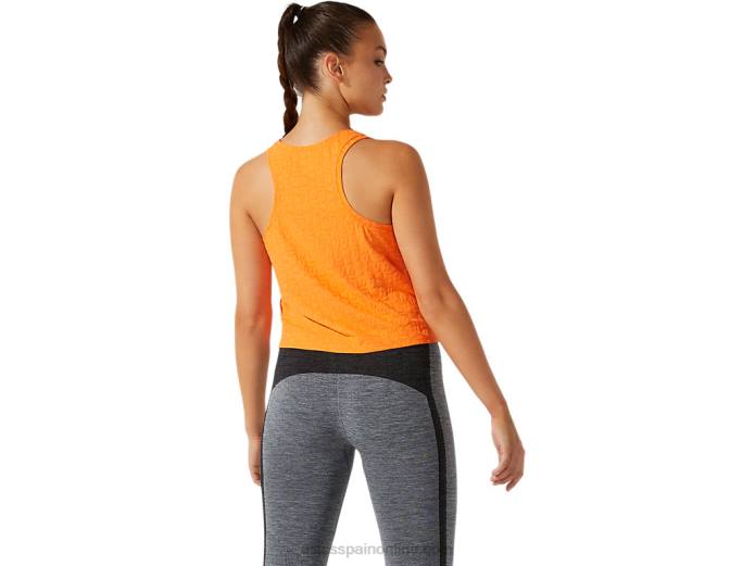 camiseta corta de mujer en jacquard con logo Asics 4L683942 durazno sol