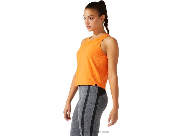 camiseta corta de mujer en jacquard con logo Asics 4L683942 durazno sol