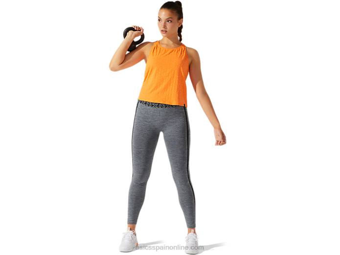 camiseta corta de mujer en jacquard con logo Asics 4L683942 durazno sol