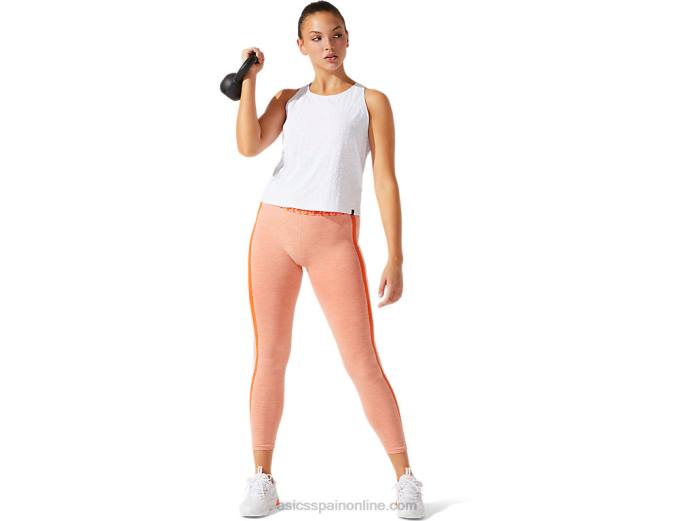 camiseta corta de mujer en jacquard con logo Asics 4L683966 blanco brillante