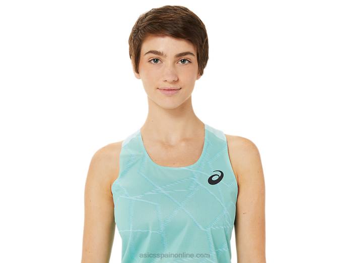 camiseta de malla ligera para mujer Asics 4L683262 azul claro