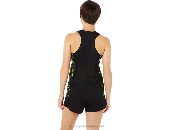 camiseta de malla ligera para mujer Asics 4L683405 rendimiento negro