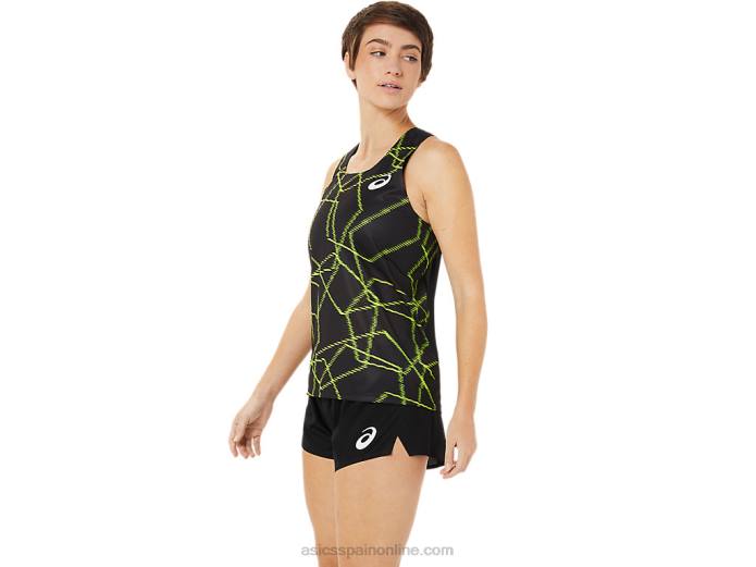 camiseta de malla ligera para mujer Asics 4L683405 rendimiento negro
