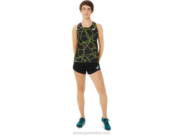 camiseta de malla ligera para mujer Asics 4L683405 rendimiento negro