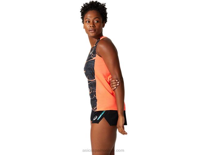 camiseta de malla ligera para mujer Asics 4L684062 flash de coral