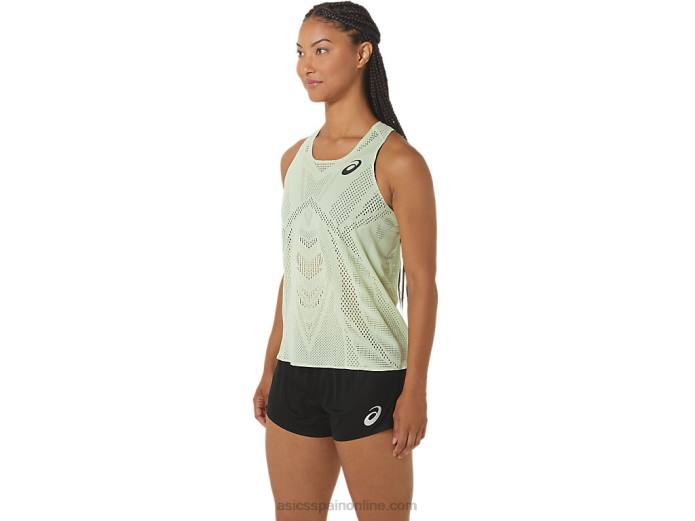 camiseta de tirantes jacquard actibreeze para mujer Asics 4L682226 susurro verde