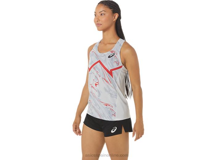 camiseta ligera cj-line para mujer Asics 4L682339 gris glaciar/rojo eléctrico