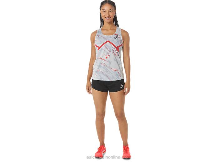 camiseta ligera cj-line para mujer Asics 4L682339 gris glaciar/rojo eléctrico