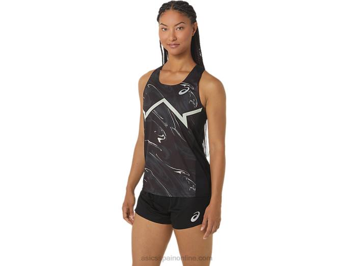 camiseta ligera cj-line para mujer Asics 4L682347 rendimiento negro/verde susurro