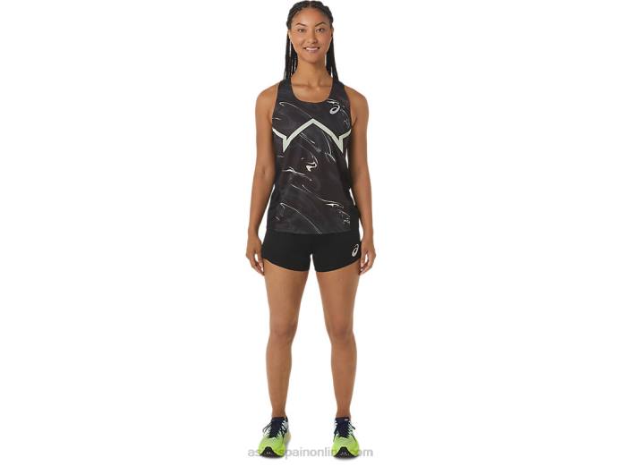 camiseta ligera cj-line para mujer Asics 4L682347 rendimiento negro/verde susurro