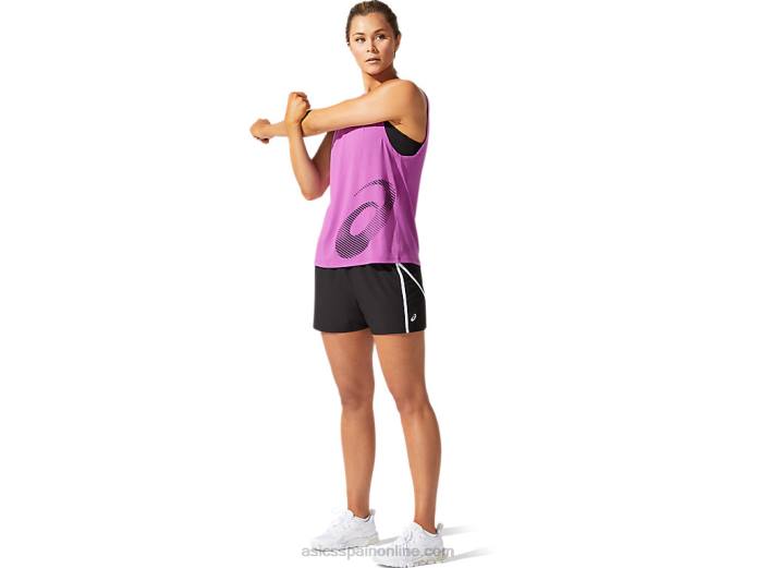 camiseta sin mangas con estampado central para mujer Asics 4L684059 uva digital