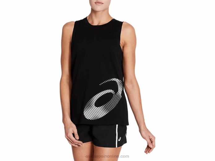 camiseta sin mangas con estampado central para mujer Asics 4L684074 rendimiento negro