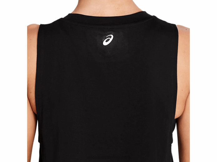camiseta sin mangas con estampado central para mujer Asics 4L684074 rendimiento negro