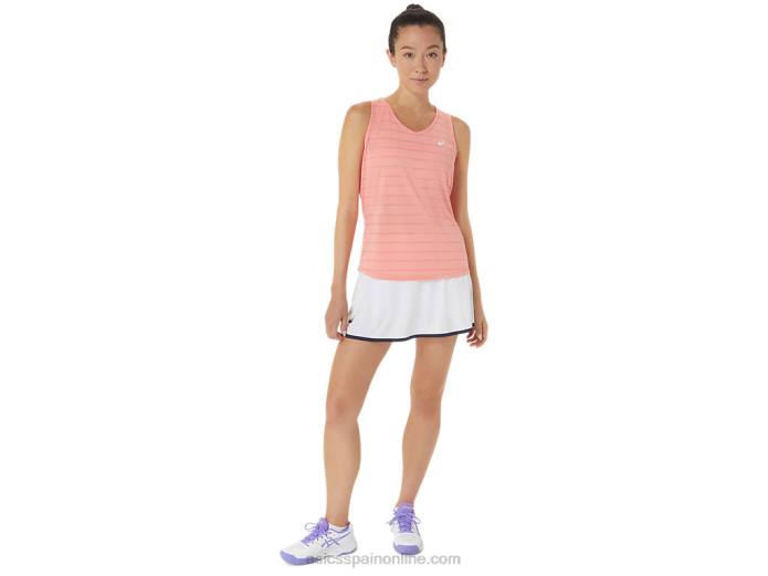 camiseta sin mangas con rayas de corte para mujer Asics 4L682507 guayaba