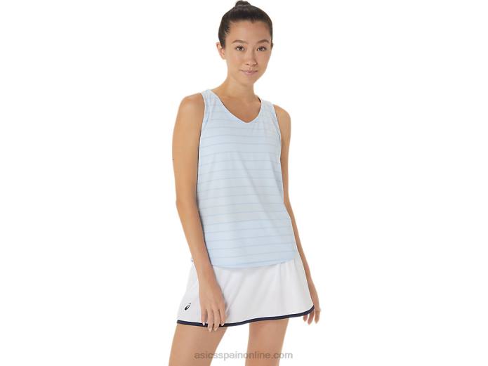 camiseta sin mangas con rayas de corte para mujer Asics 4L682558 cielo suave