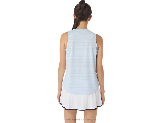 camiseta sin mangas con rayas de corte para mujer Asics 4L682558 cielo suave