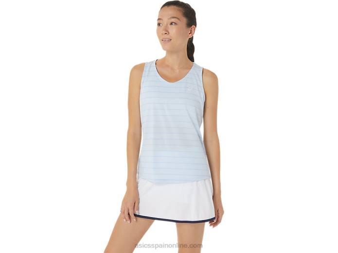 camiseta sin mangas con rayas de corte para mujer Asics 4L682558 cielo suave