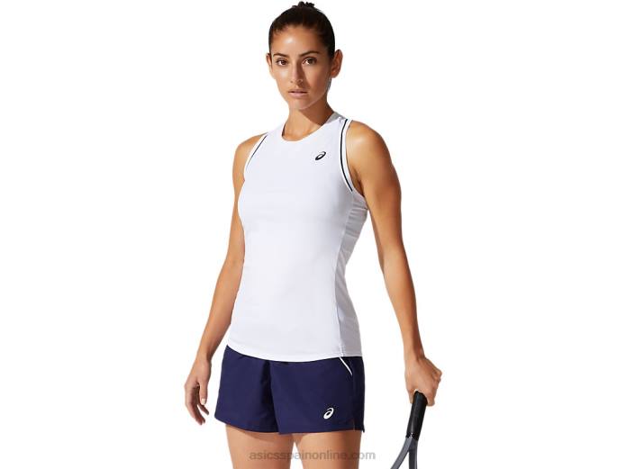 camiseta sin mangas con ribetes para mujer Asics 4L683876 blanco brillante
