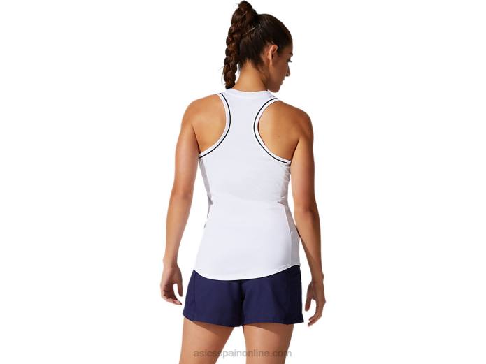 camiseta sin mangas con ribetes para mujer Asics 4L683876 blanco brillante