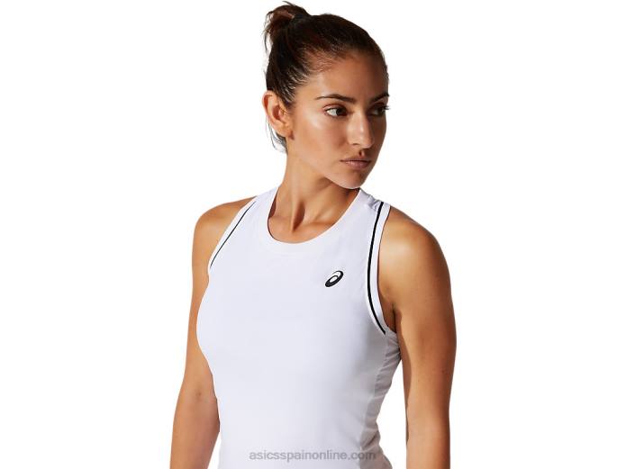 camiseta sin mangas con ribetes para mujer Asics 4L683876 blanco brillante