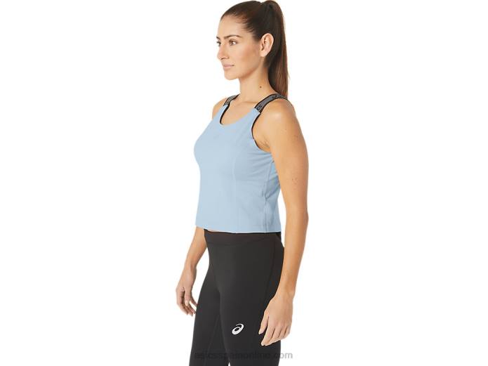 camiseta sin mangas corta fit sana para mujer Asics 4L682158 cielo