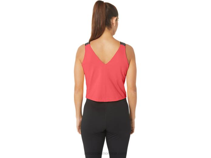 camiseta sin mangas corta fit sana para mujer Asics 4L682279 coral ardiente