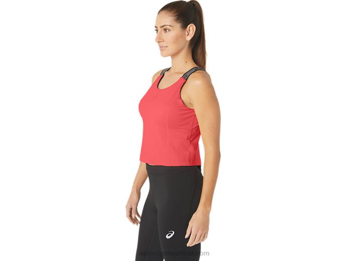 camiseta sin mangas corta fit sana para mujer Asics 4L682279 coral ardiente