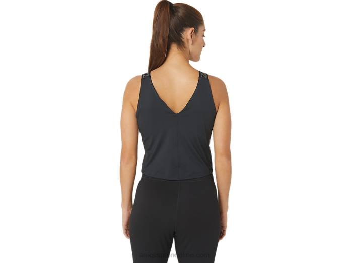 camiseta sin mangas corta fit sana para mujer Asics 4L682357 rendimiento negro