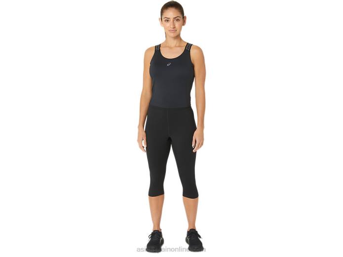 camiseta sin mangas corta fit sana para mujer Asics 4L682357 rendimiento negro