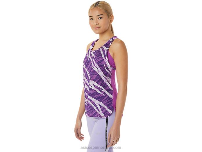 camiseta sin mangas de camuflaje salvaje para mujer Asics 4L683068 resplandor orquídea/lavanda