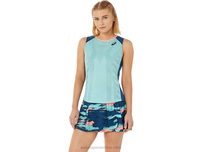 camiseta sin mangas de mujer Asics 4L683495 verde oasis/índigo claro